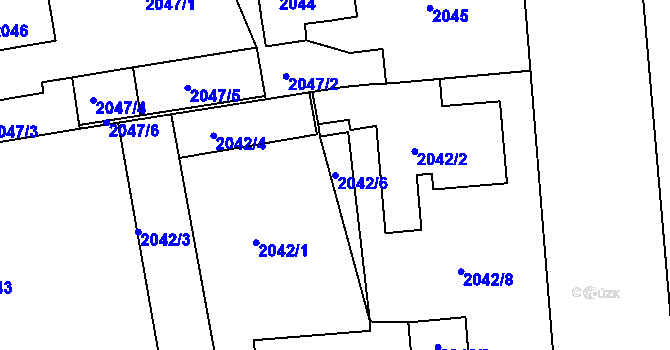Parcela st. 2042/6 v KÚ Kunratice, Katastrální mapa