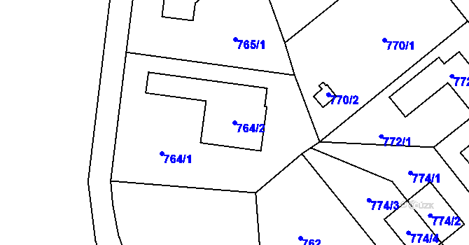 Parcela st. 764/2 v KÚ Kunratice, Katastrální mapa