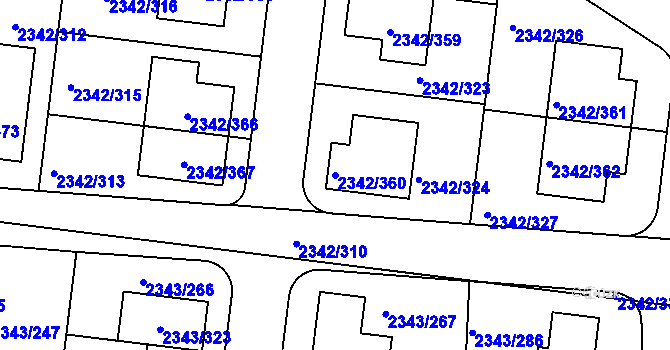 Parcela st. 2342/360 v KÚ Kunratice, Katastrální mapa