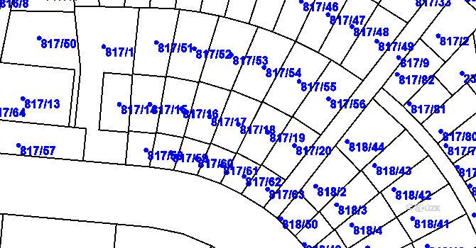 Parcela st. 817/18 v KÚ Kunratice, Katastrální mapa