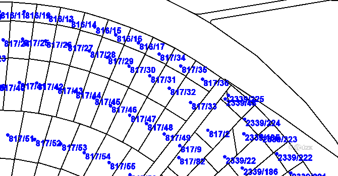 Parcela st. 817/32 v KÚ Kunratice, Katastrální mapa