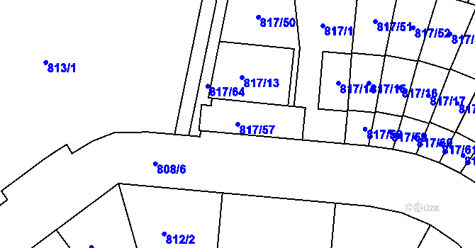 Parcela st. 817/57 v KÚ Kunratice, Katastrální mapa