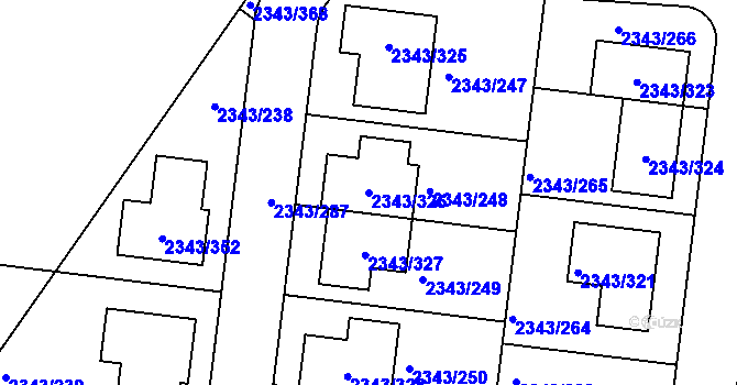 Parcela st. 2343/326 v KÚ Kunratice, Katastrální mapa