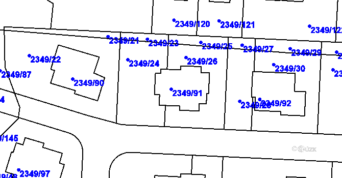 Parcela st. 2349/91 v KÚ Kunratice, Katastrální mapa