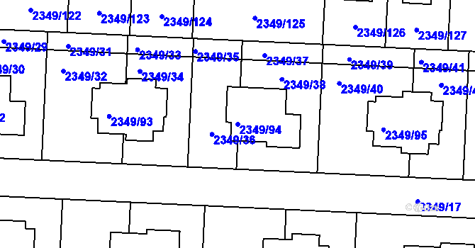 Parcela st. 2349/94 v KÚ Kunratice, Katastrální mapa