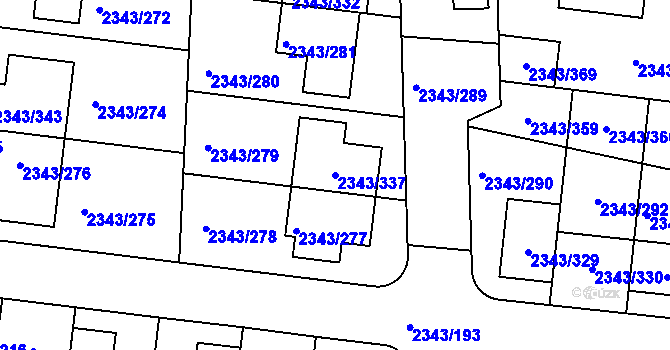 Parcela st. 2343/337 v KÚ Kunratice, Katastrální mapa