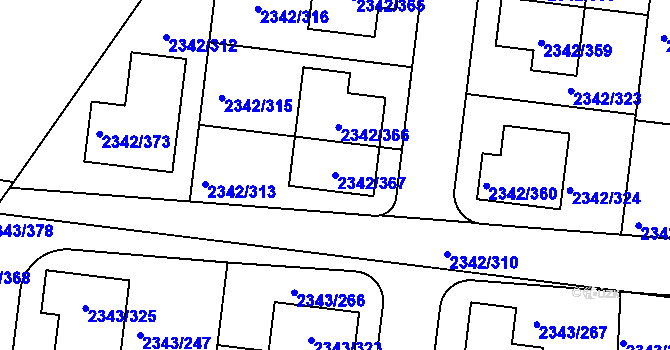 Parcela st. 2342/367 v KÚ Kunratice, Katastrální mapa