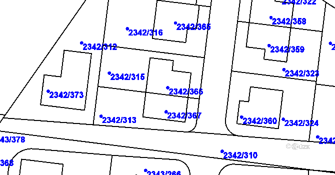 Parcela st. 2342/366 v KÚ Kunratice, Katastrální mapa