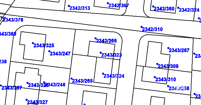 Parcela st. 2343/323 v KÚ Kunratice, Katastrální mapa