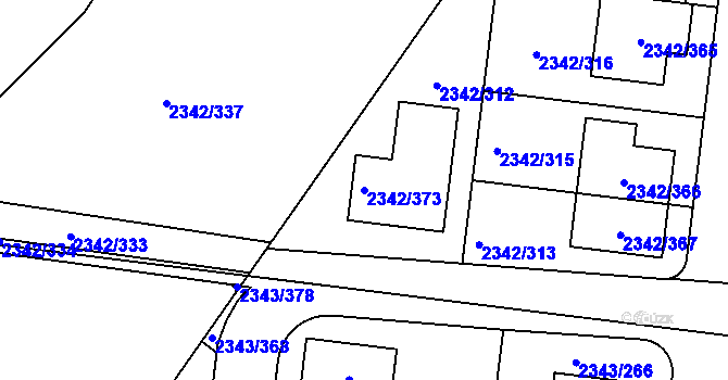 Parcela st. 2342/373 v KÚ Kunratice, Katastrální mapa