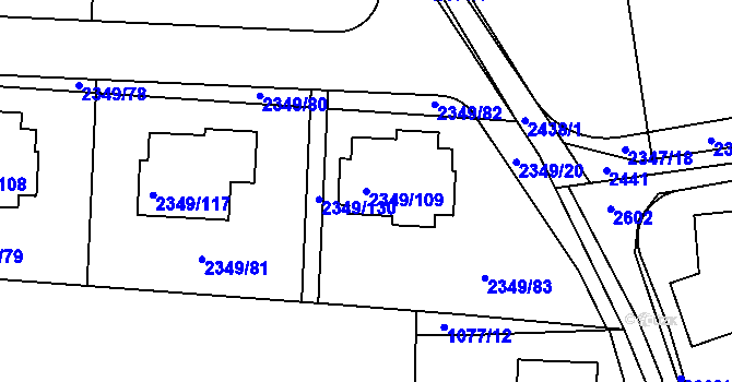 Parcela st. 2349/109 v KÚ Kunratice, Katastrální mapa