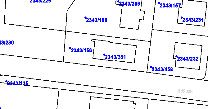 Parcela st. 2343/351 v KÚ Kunratice, Katastrální mapa