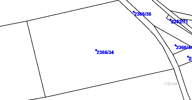 Parcela st. 2366/34 v KÚ Kunratice, Katastrální mapa