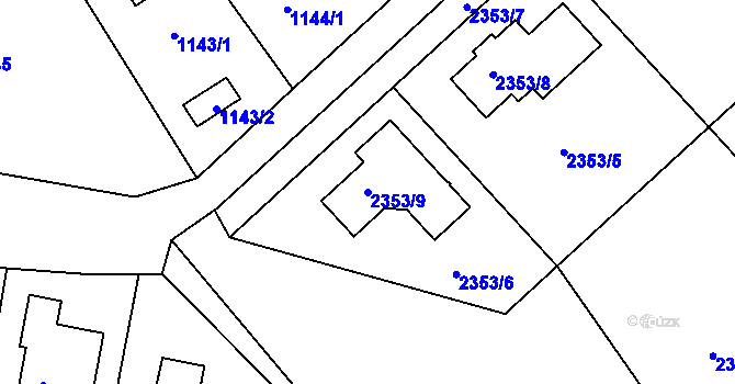 Parcela st. 2353/9 v KÚ Kunratice, Katastrální mapa