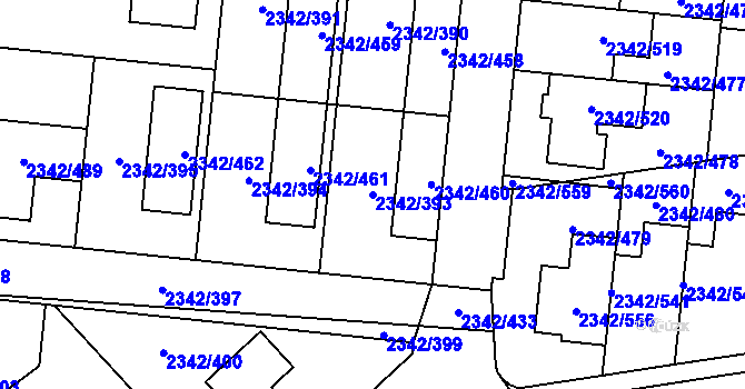 Parcela st. 2342/393 v KÚ Kunratice, Katastrální mapa