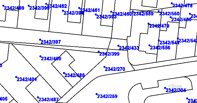 Parcela st. 2342/399 v KÚ Kunratice, Katastrální mapa