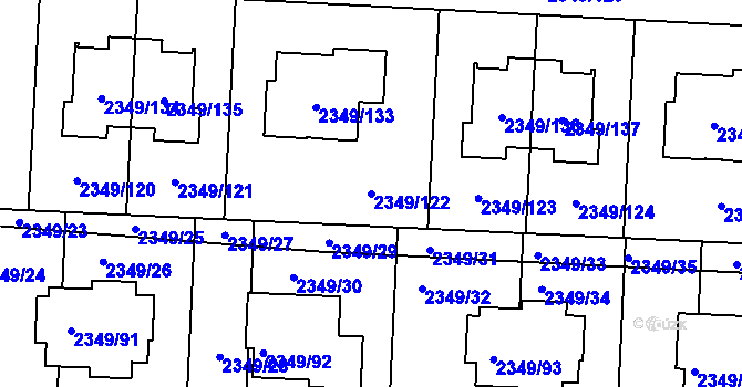 Parcela st. 2349/122 v KÚ Kunratice, Katastrální mapa