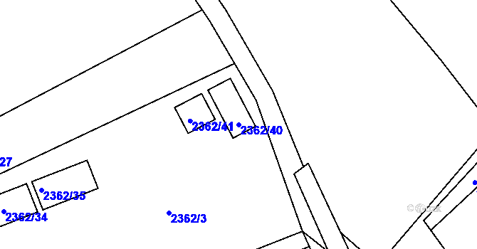 Parcela st. 2362/40 v KÚ Kunratice, Katastrální mapa