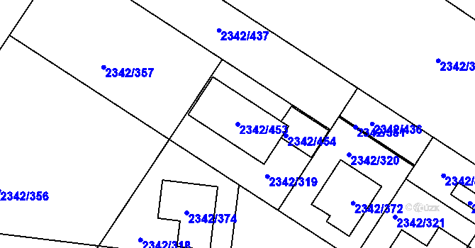 Parcela st. 2342/453 v KÚ Kunratice, Katastrální mapa