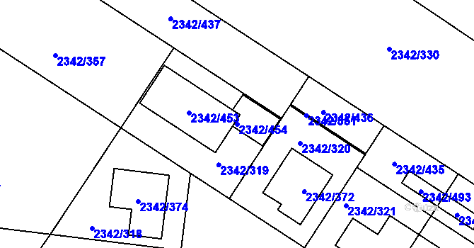 Parcela st. 2342/454 v KÚ Kunratice, Katastrální mapa
