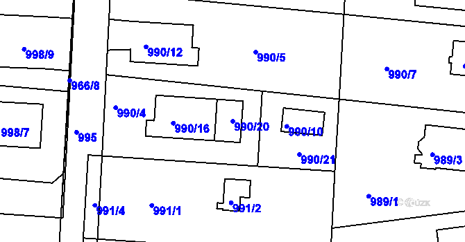 Parcela st. 990/20 v KÚ Kunratice, Katastrální mapa