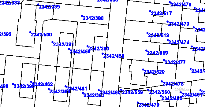 Parcela st. 2342/458 v KÚ Kunratice, Katastrální mapa
