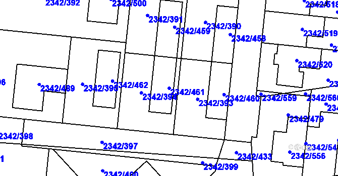 Parcela st. 2342/461 v KÚ Kunratice, Katastrální mapa
