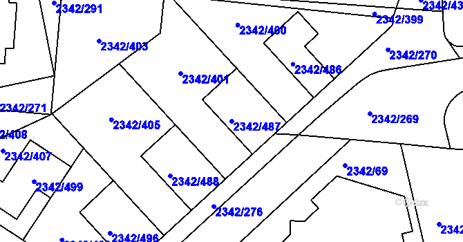 Parcela st. 2342/487 v KÚ Kunratice, Katastrální mapa
