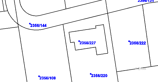 Parcela st. 2356/227 v KÚ Kunratice, Katastrální mapa