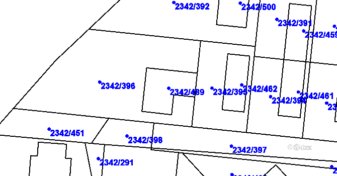 Parcela st. 2342/489 v KÚ Kunratice, Katastrální mapa