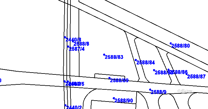 Parcela st. 2588/83 v KÚ Kunratice, Katastrální mapa