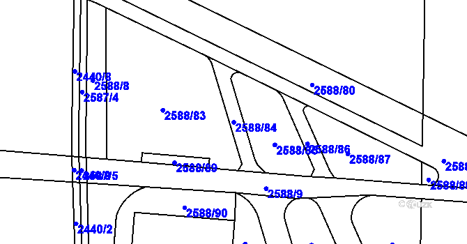 Parcela st. 2588/84 v KÚ Kunratice, Katastrální mapa