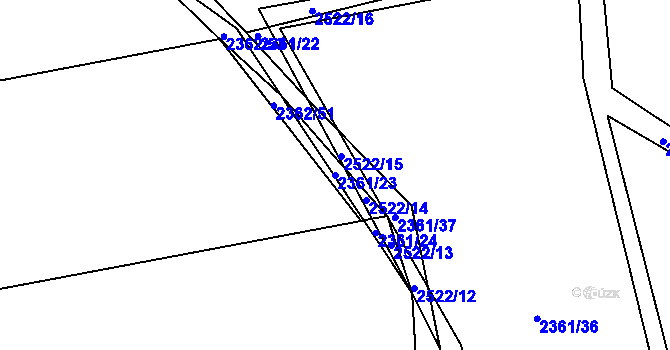 Parcela st. 2361/23 v KÚ Kunratice, Katastrální mapa