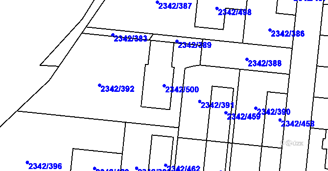 Parcela st. 2342/500 v KÚ Kunratice, Katastrální mapa