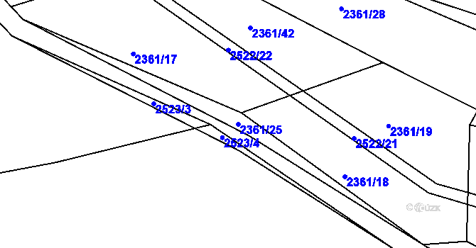 Parcela st. 2361/25 v KÚ Kunratice, Katastrální mapa