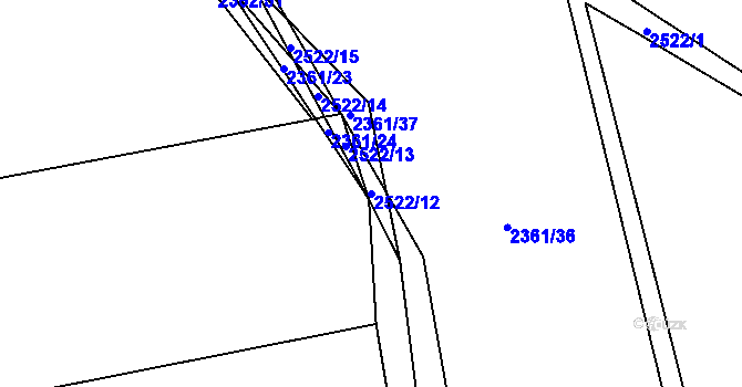Parcela st. 2522/12 v KÚ Kunratice, Katastrální mapa