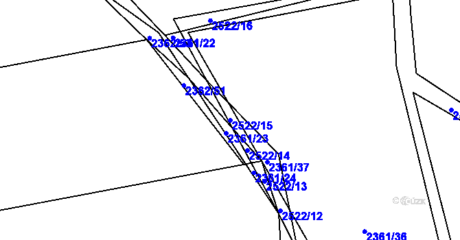 Parcela st. 2522/15 v KÚ Kunratice, Katastrální mapa