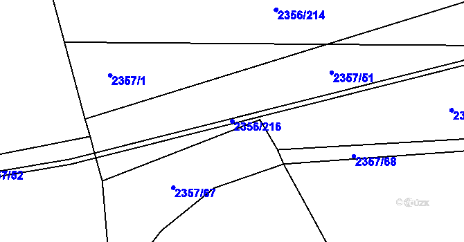 Parcela st. 2356/216 v KÚ Kunratice, Katastrální mapa