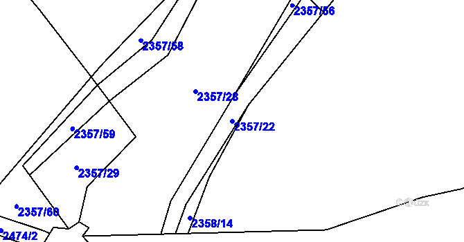 Parcela st. 2357/22 v KÚ Kunratice, Katastrální mapa