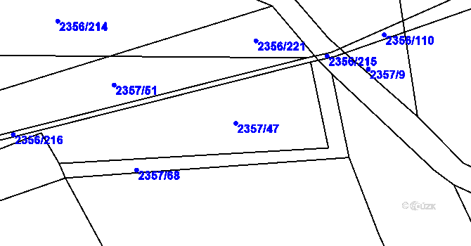 Parcela st. 2357/47 v KÚ Kunratice, Katastrální mapa