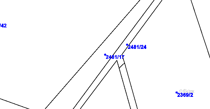 Parcela st. 2481/17 v KÚ Kunratice, Katastrální mapa