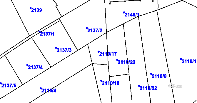 Parcela st. 2110/17 v KÚ Kunratice, Katastrální mapa