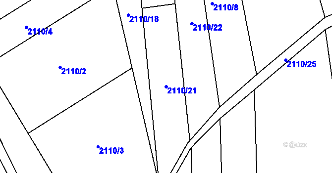 Parcela st. 2110/21 v KÚ Kunratice, Katastrální mapa