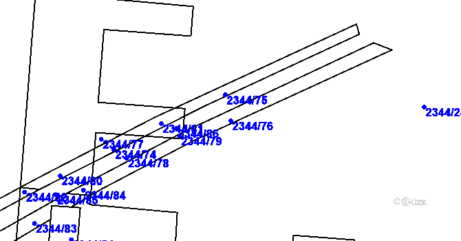 Parcela st. 2344/76 v KÚ Kunratice, Katastrální mapa