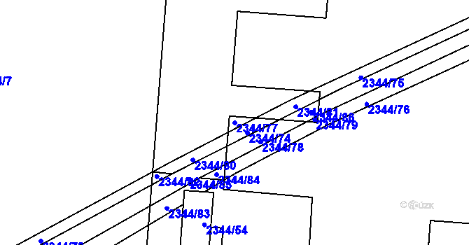 Parcela st. 2344/77 v KÚ Kunratice, Katastrální mapa