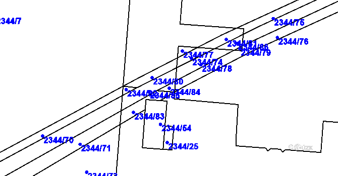 Parcela st. 2344/84 v KÚ Kunratice, Katastrální mapa