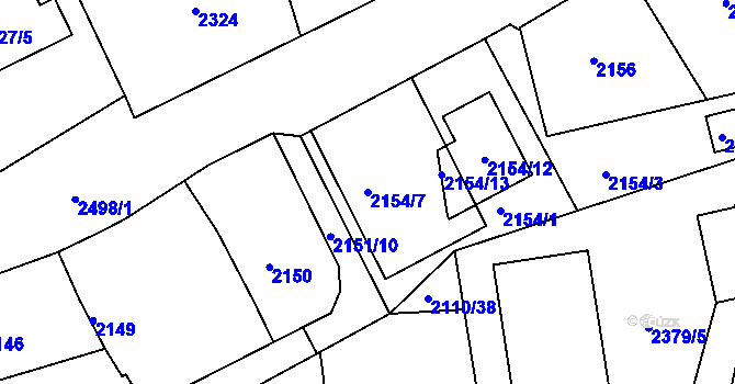 Parcela st. 2154/7 v KÚ Kunratice, Katastrální mapa