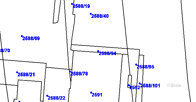 Parcela st. 2588/94 v KÚ Kunratice, Katastrální mapa