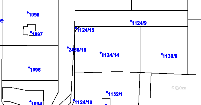 Parcela st. 1124/14 v KÚ Kunratice, Katastrální mapa