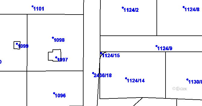 Parcela st. 1124/15 v KÚ Kunratice, Katastrální mapa
